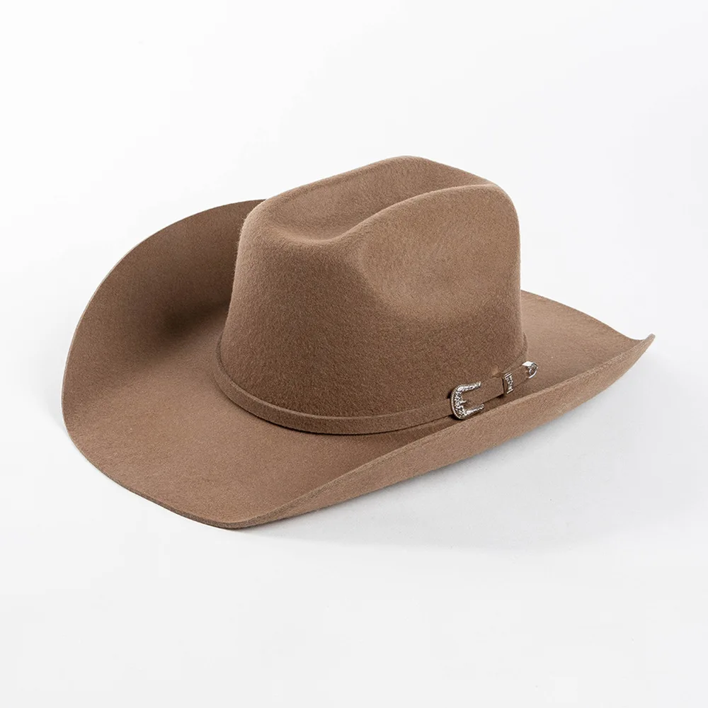Cowboyhut aus 100 % Wolle, Herbst und Winter, gleiche Farbe, Accessoires, klassischer Panama-Cowboyhut, Sombrero Vaquero – Detail 6