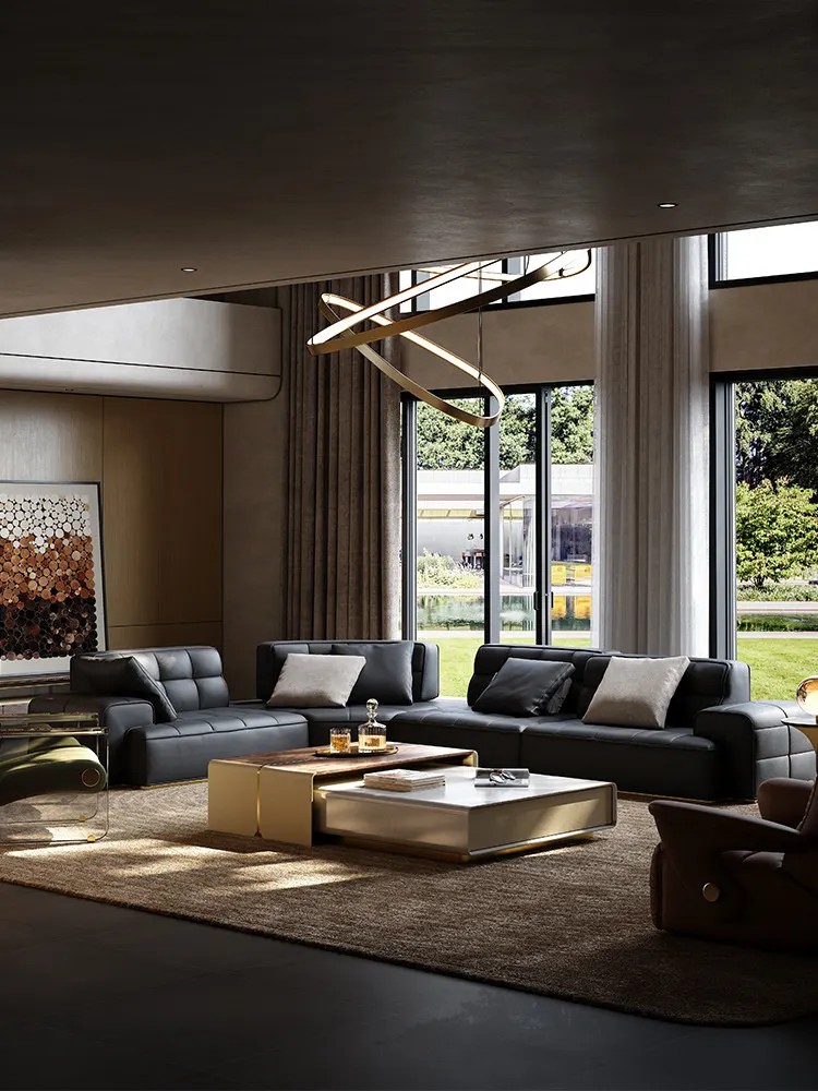Electric Sofa Italian Light Luxury Living Room Modular Sofa Curved Backrest Mobile Sofa
