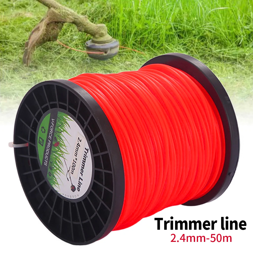 50m*2.4mm Mowing Nylon Grass Trimmer Rope Brush Cutter Strimmer Line Round Brushcutter Trimmer Cord Line Wire