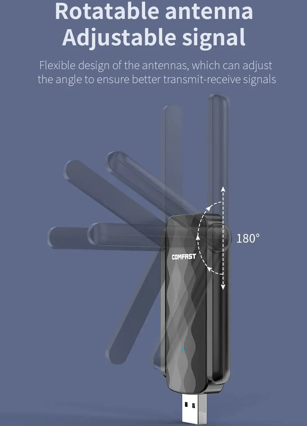 USB Wi-Fi адаптер 650 Мбит/с, 2,4 ГГц + 5 ГГц