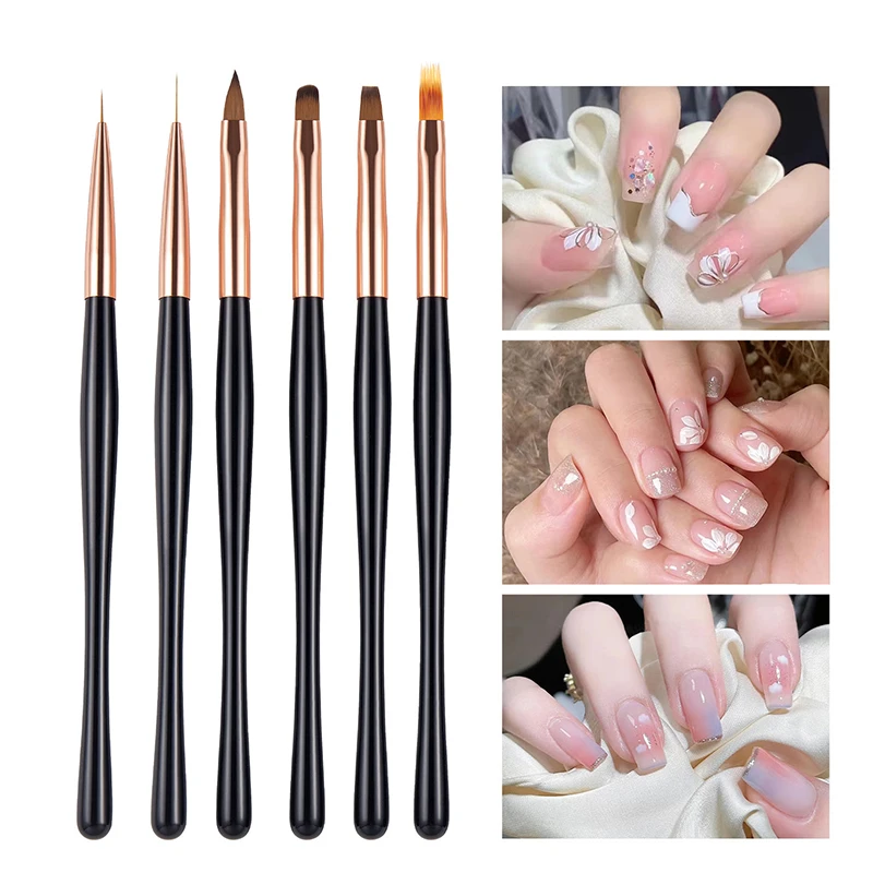 

6 шт. набор кистей для дизайна ногтей, плоские кисти для смешивания лайнеров, УФ-гель, акрил, сделай сам, салон, принадлежности для дизайна ногтей, маникюрные инструменты, универсальные
