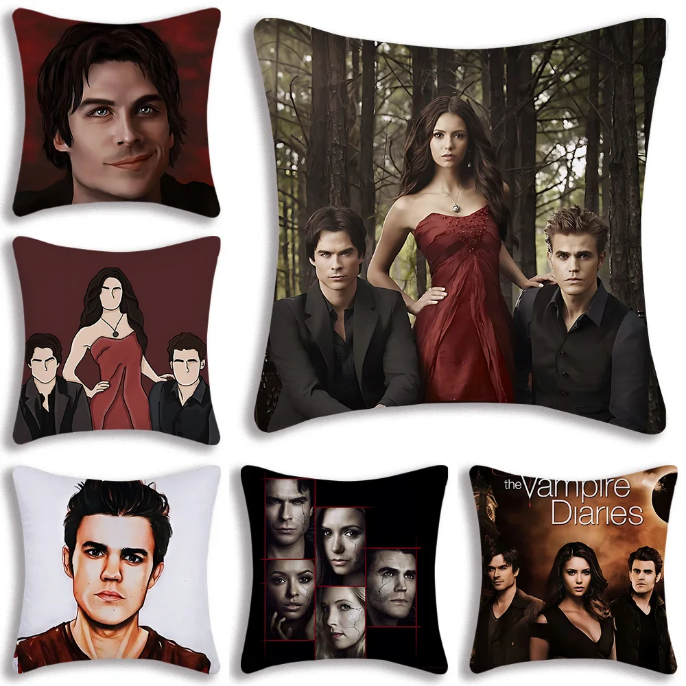 Hot American TV series Vampire Diaries Pillow Covers Sofa Decorative Home Double-sided Printing Short Plush Cute Cushion Cover