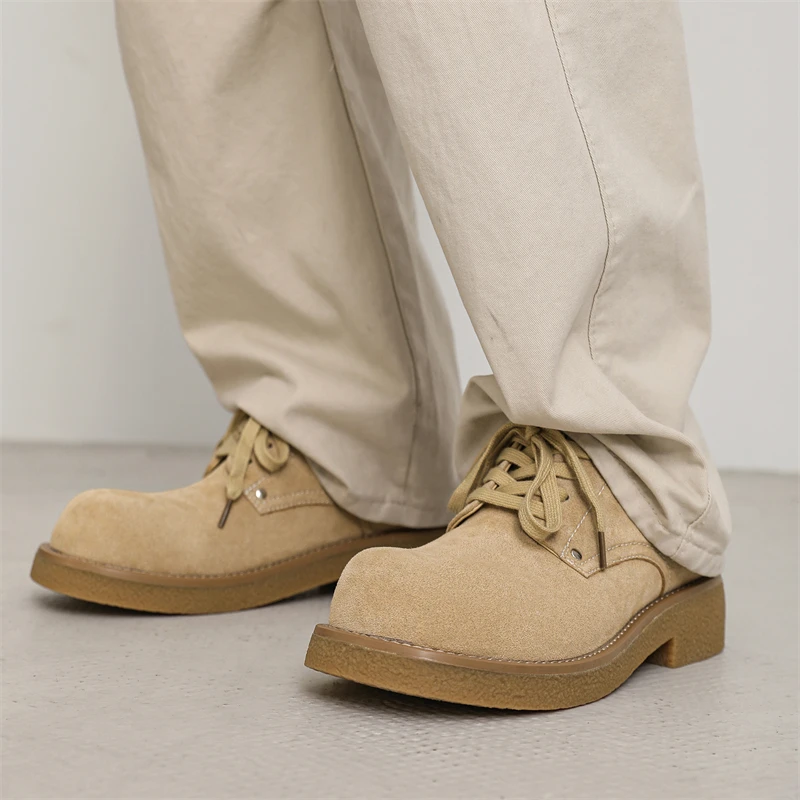 

Мужские ботинки на шнуровке, деловая повседневная обувь из спилка с поддержкой щиколотки для офисной рабочей обуви