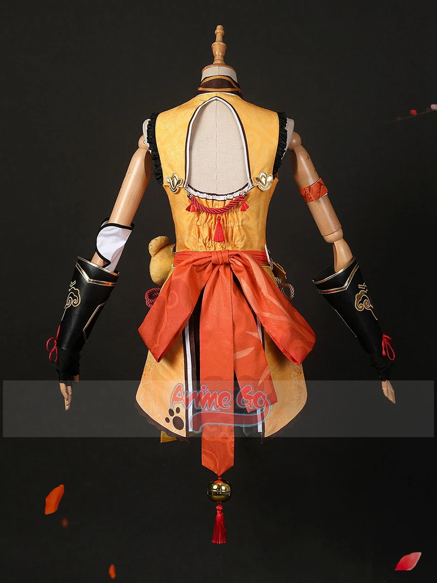 Game Genshin Impact Xiangling Cosplay Costume Dress Women Girls Jacquard Outfit C02809-AA