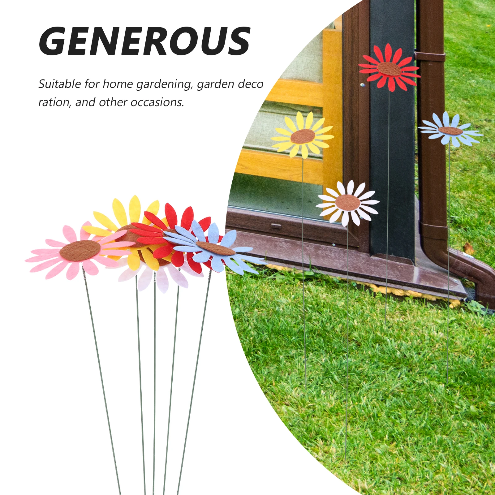 

10 Pcs Garden Decorative Stakes Metal Outdoor naments Planters Non Woven Bouquet Lawn Decor Yard Gifts Realistic Patterns
