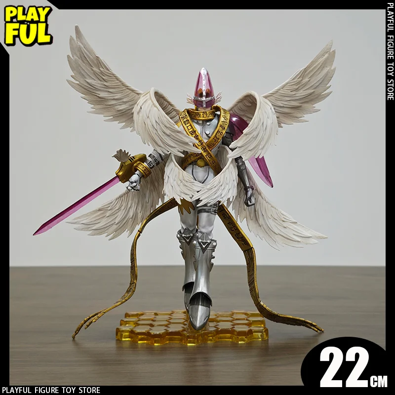 New In Stock Gk Digimon Adventure Holy Angemon Anime Figure 22cm Holy Angemon Vs Piemon Doll Action Figure Custom Toys Kids Gift