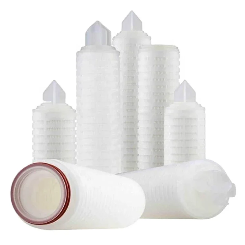 Fin membrane filter cartridge for water, mineral water, wine, beer and other beverage filtration