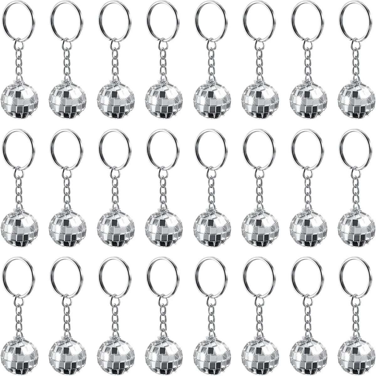 24 Pack Mini Mirror Disco Ball Keychain Last Disco Bachelorette Retro 60s 70s Disco Keychain for Party Favors Set