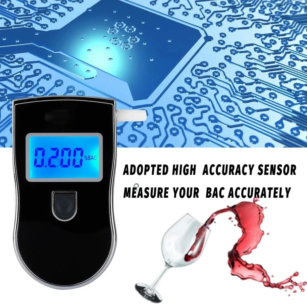 

Digital Breath Alcohol Tester Auto Supplies AT-818 Portable Breathing Alcohol Tester Test Driving Flat Surfaced Precision Sensor