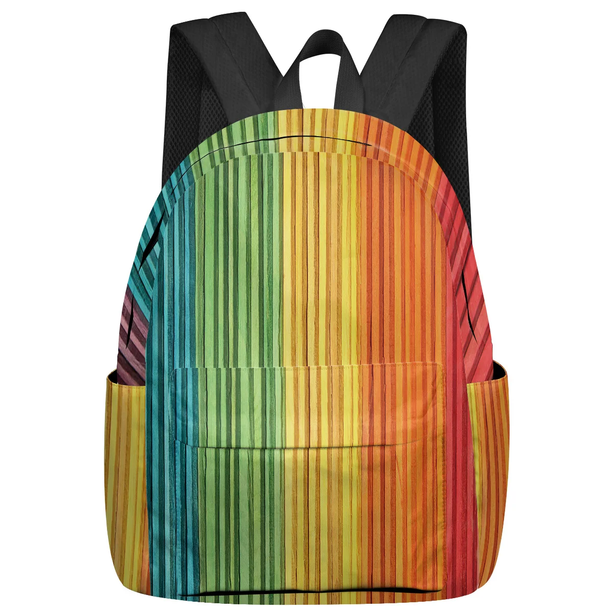 Rainbow Vintage Wood Grain Women Man Backpacks Waterproof Travel School Backpack For Student Boys Girls Laptop Bags Mochilas