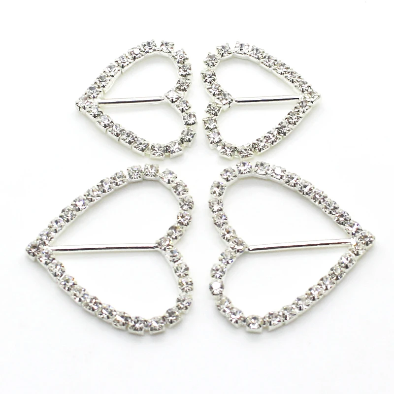 High Quality! 10 Pcs/Set Peach Heart Rhinestone Buckle Sewing Decoration Accessories DIY Hair Accessories, Ribbon Wholesale