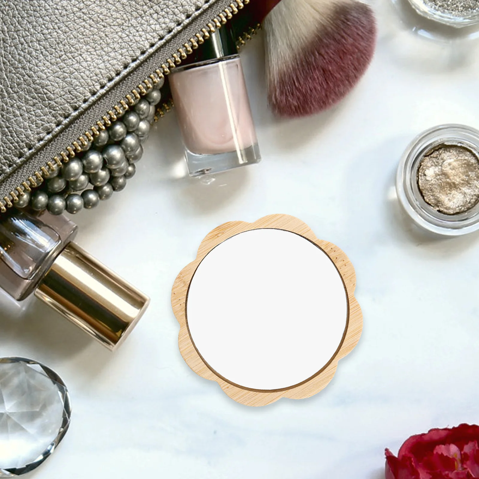 Compact Mirror Wooden Travel Mirror Small Handheld Mirror Portable Mirror Travel Makeup Mirror for Purse Women Makeup Mirror