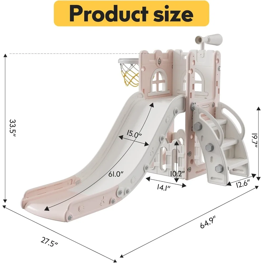 Juego de toboganes para niños: apto para niños en interiores/exteriores con almacenamiento y escalones antideslizantes
