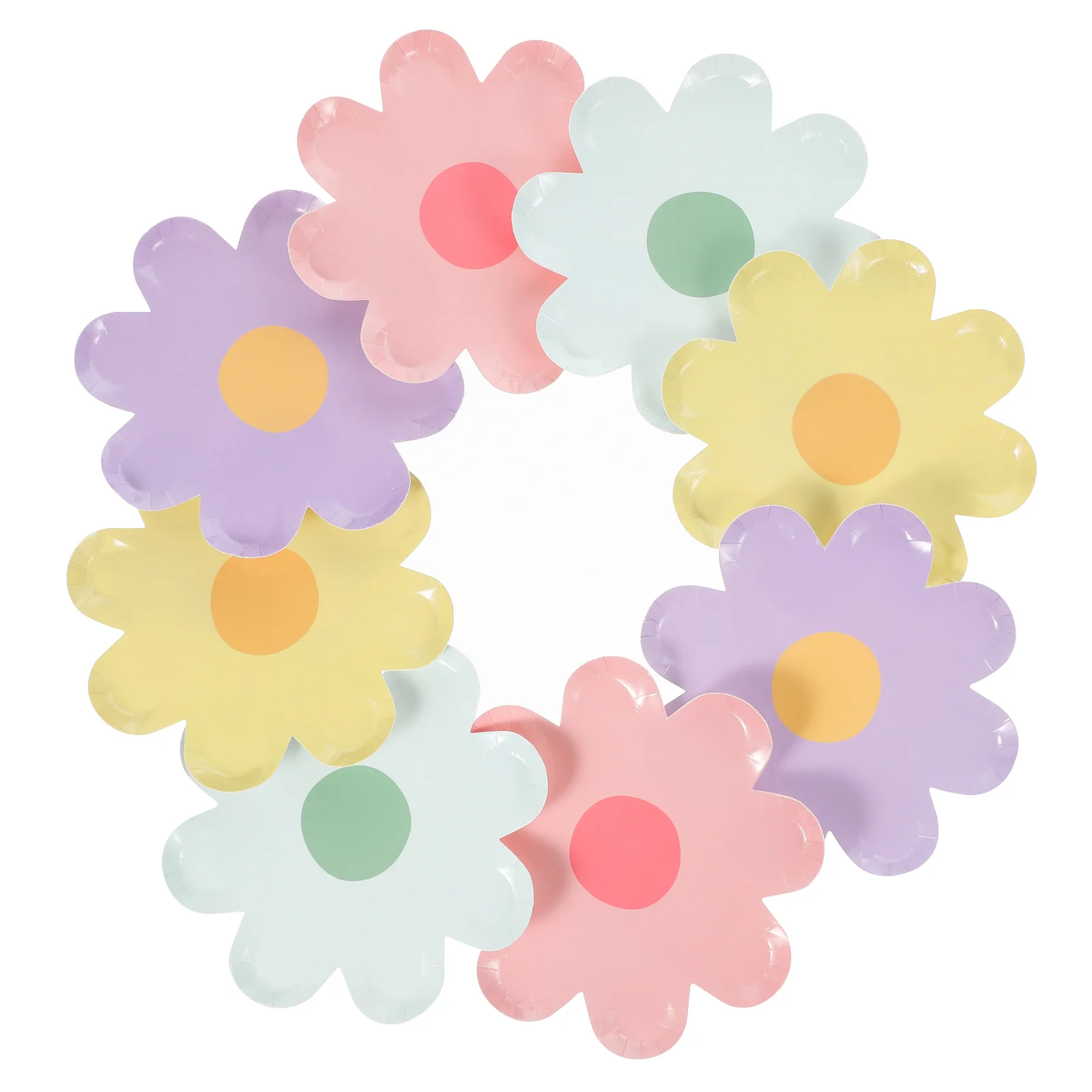 40 Pcs Decorate Flower Plate Bride White Festive Plates Paper Food Tray Dessert