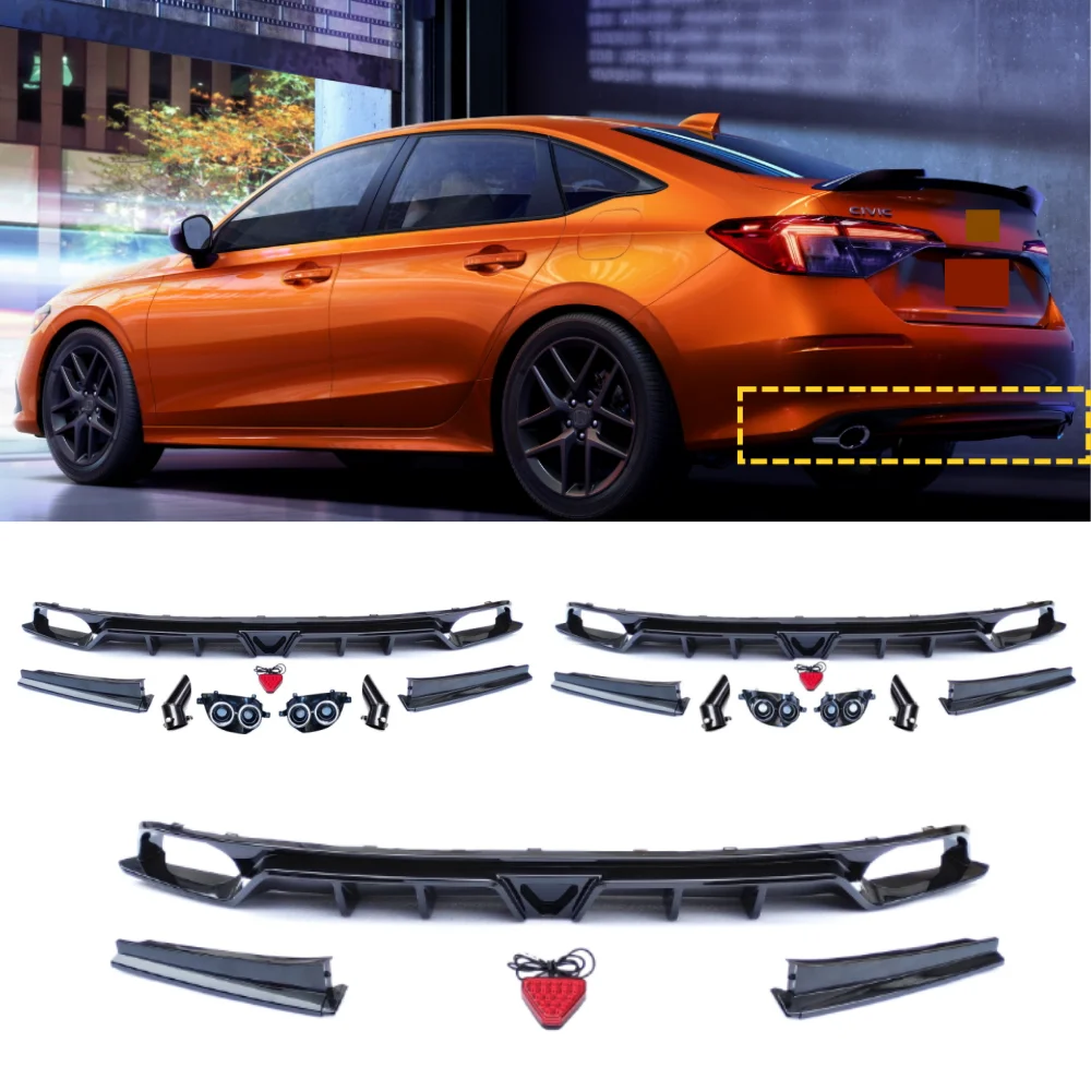 

Для седана Honda Civic 2022 года, задняя губа, выхлопная труба PE180, комплект спойлера