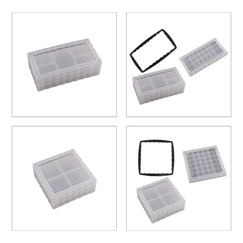 

3D Rectangular Square Storage Box Silicone Mold for Epoxy Crafts Jewelry Storage Dropship