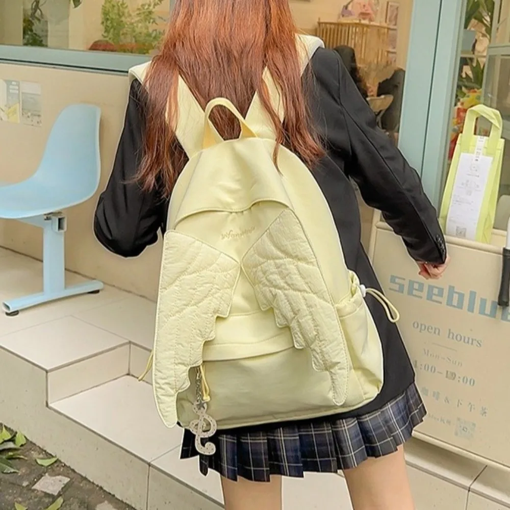 Shoulder Bag Solid Color Wing Backpack Y2k Lolita Nylon Backpack Japanese Style College Style Students School Bag Gift