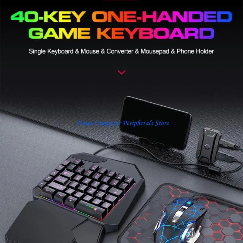 F68C USB Cord Hand Gaming Keyboards And Mouse With 40Keys Layout Backlit Ergonomic Support Mechanical Feedback