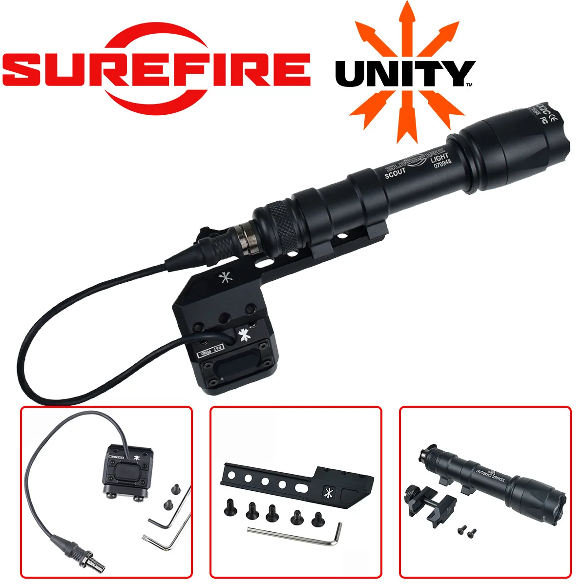 Lampe torche Surefire M300C M600C, série M300 M600, lampe 600 lumens, torche Surefire avec support UNITY, interrupteur à pression à distance