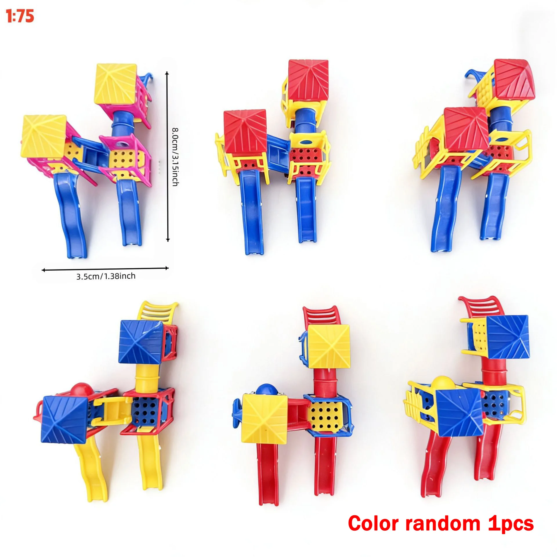 1pcs Mini Playground Slide Model Park Equipment DIY Building Sand Table Dollhouse Scene Layout Diorama Accessory Random Color