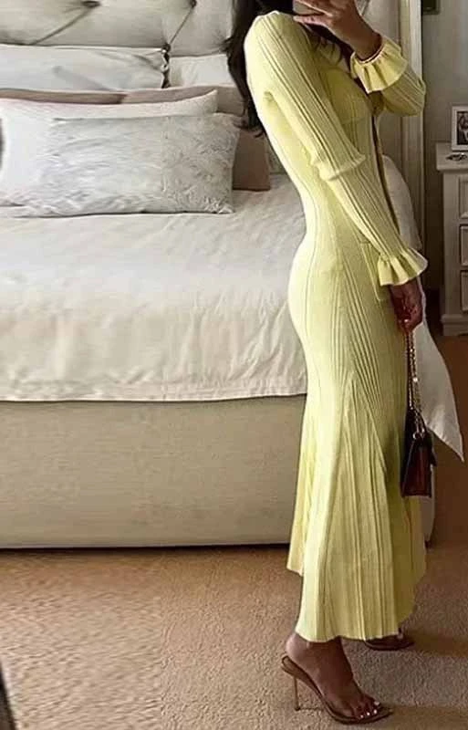 우아한 칼라 싱글 브레스티드 롱 슬리브 드레스 2025 유행 여성 하이웨이스트 드레스