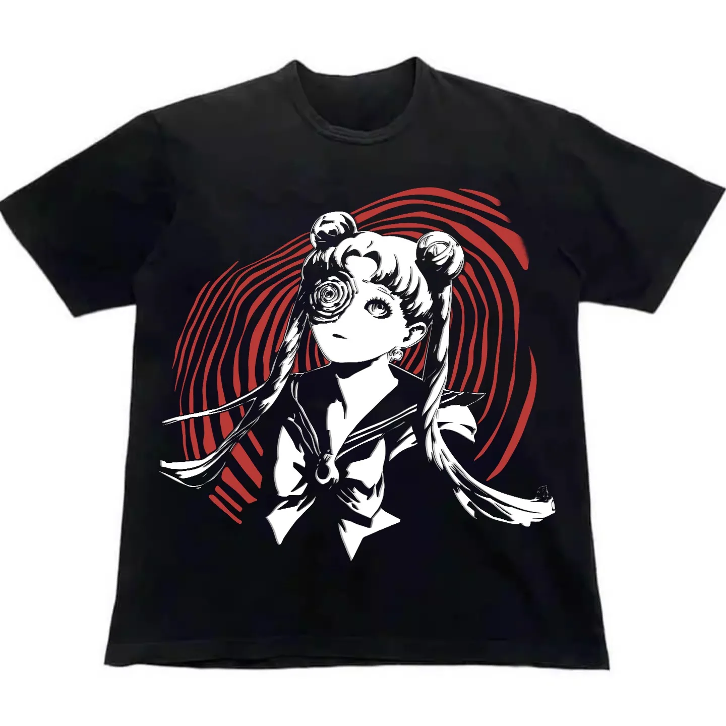 Classic Sailor Moon Uzumaki Spiral Horror Graphic T-Shirt Cotton Men Women Vintage Style Streetwear Tee