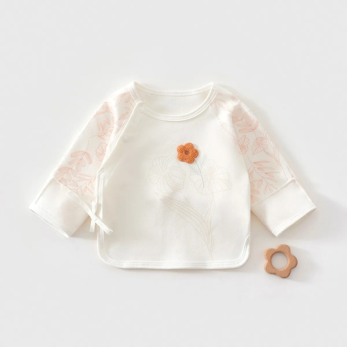 Anyang Infant and Children's Clothing Newborn Tops, Class a Pure Cotton Seamless Half-Back Shirt, Baby Full-Month Outfit, Baby Sleepwear Base Layer