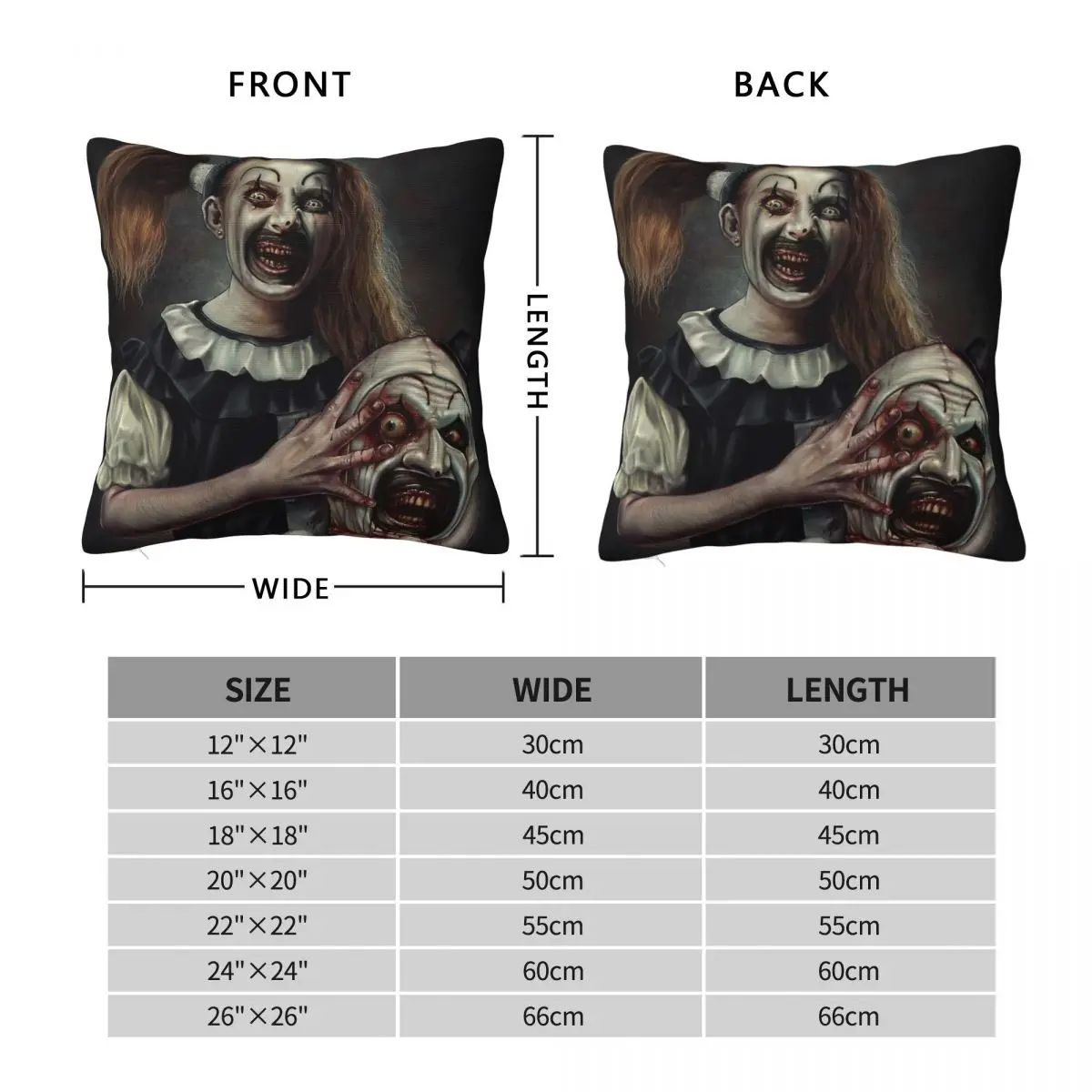 Terrifier 2 The Little Pale Girl Square Pillowcase Polyester Linen Velvet Printed Zip Decor Home Cushion Cover