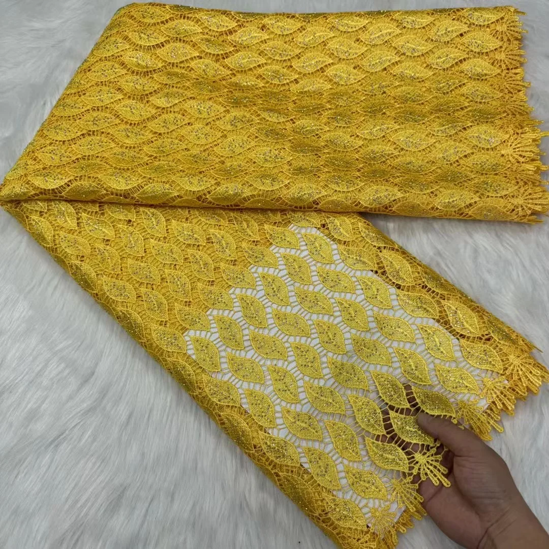 

African Lace Fabric 2024 High Quality New Nigerian Embroidery Tulle Polyester Lace Fabric For Party Dress 5 Yards/Lot