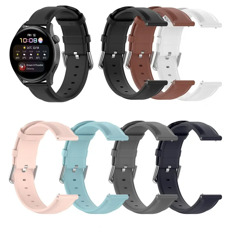 

22mm 20mm PU Leather Bands for Samsung Galaxy Watch Active 2 Watch 3 Gear S3 Bracelet Strap for Amazfit bip Huawei GT2