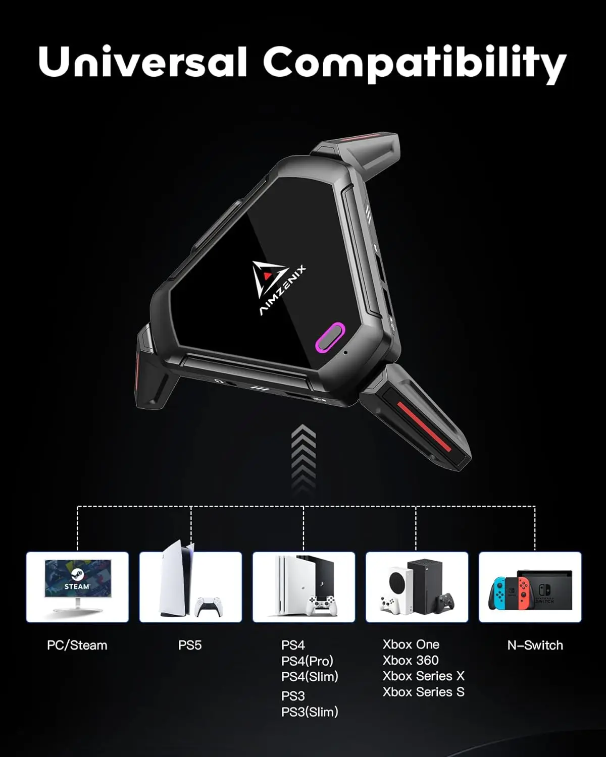 AIMZENIX AX600 MONSTER K&M Game Adapter for PS5, PS4, XONE, X360