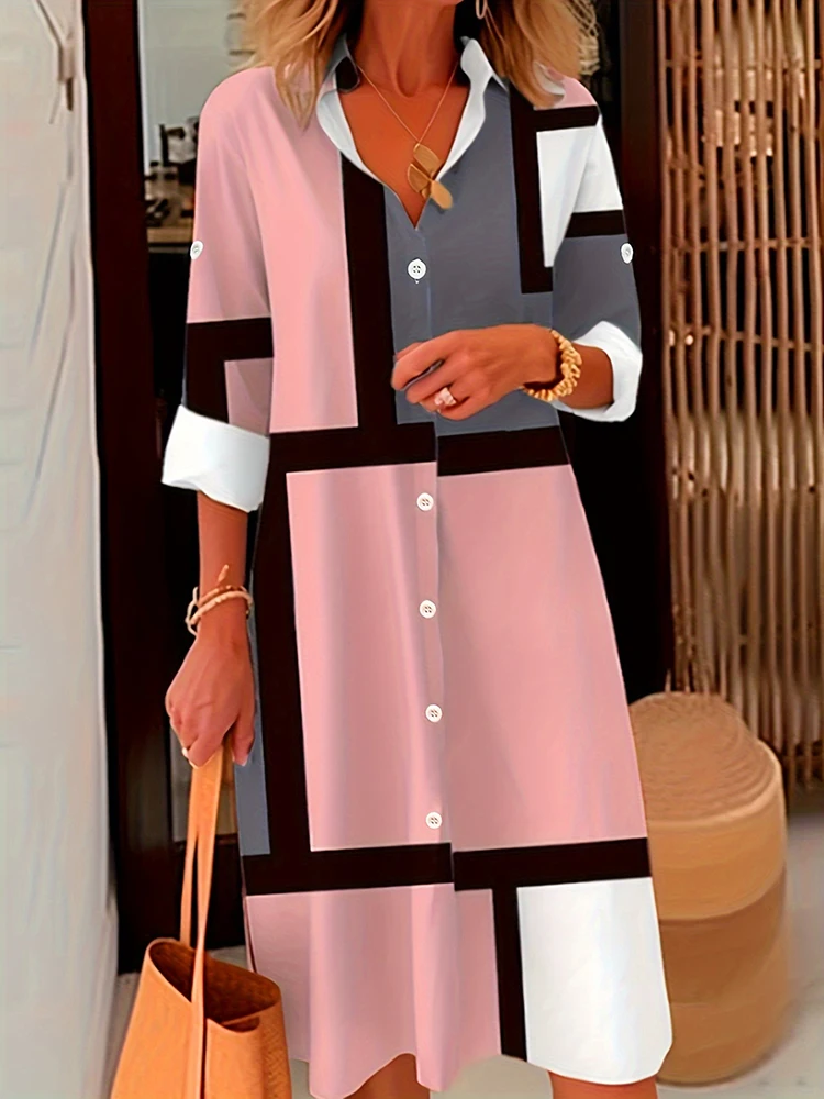 Camicia alla moda Gonna lunga Primavera ed estate Camicia casual a maniche lunghe quotidiana Abito Abiti da donna Abiti da donna