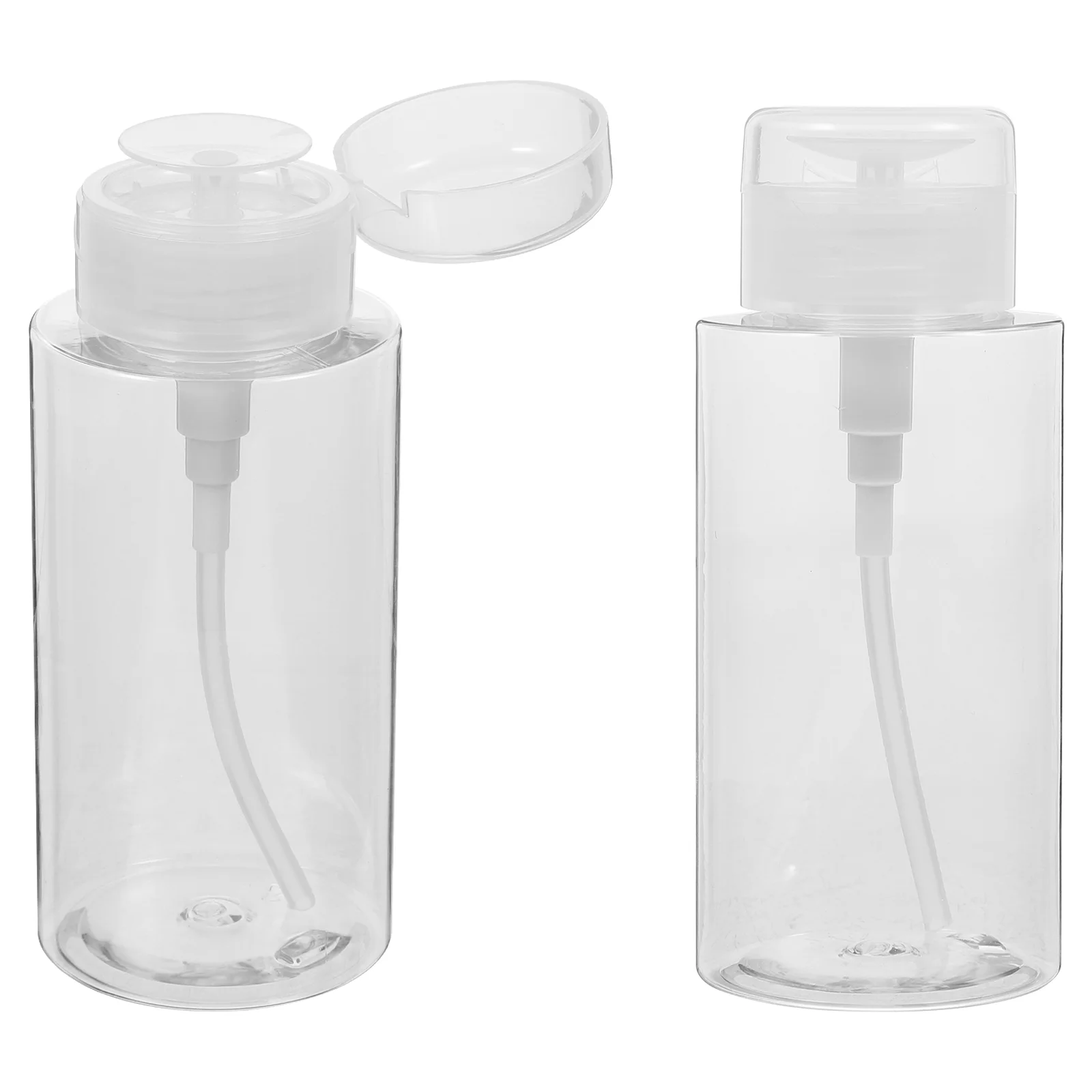 2 Pcs 300ml PETG Toner Bottle Travel Pump Dispenser Plastic Push Down Nail Polish Remover Alcohol Empty Press Bottle