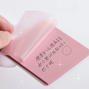 Carnet de notes transparent étanche auto-adhésif, autocollant de note, école, papeterie de bureau, étudiant, rappel créatif, signet, 50 feuilles