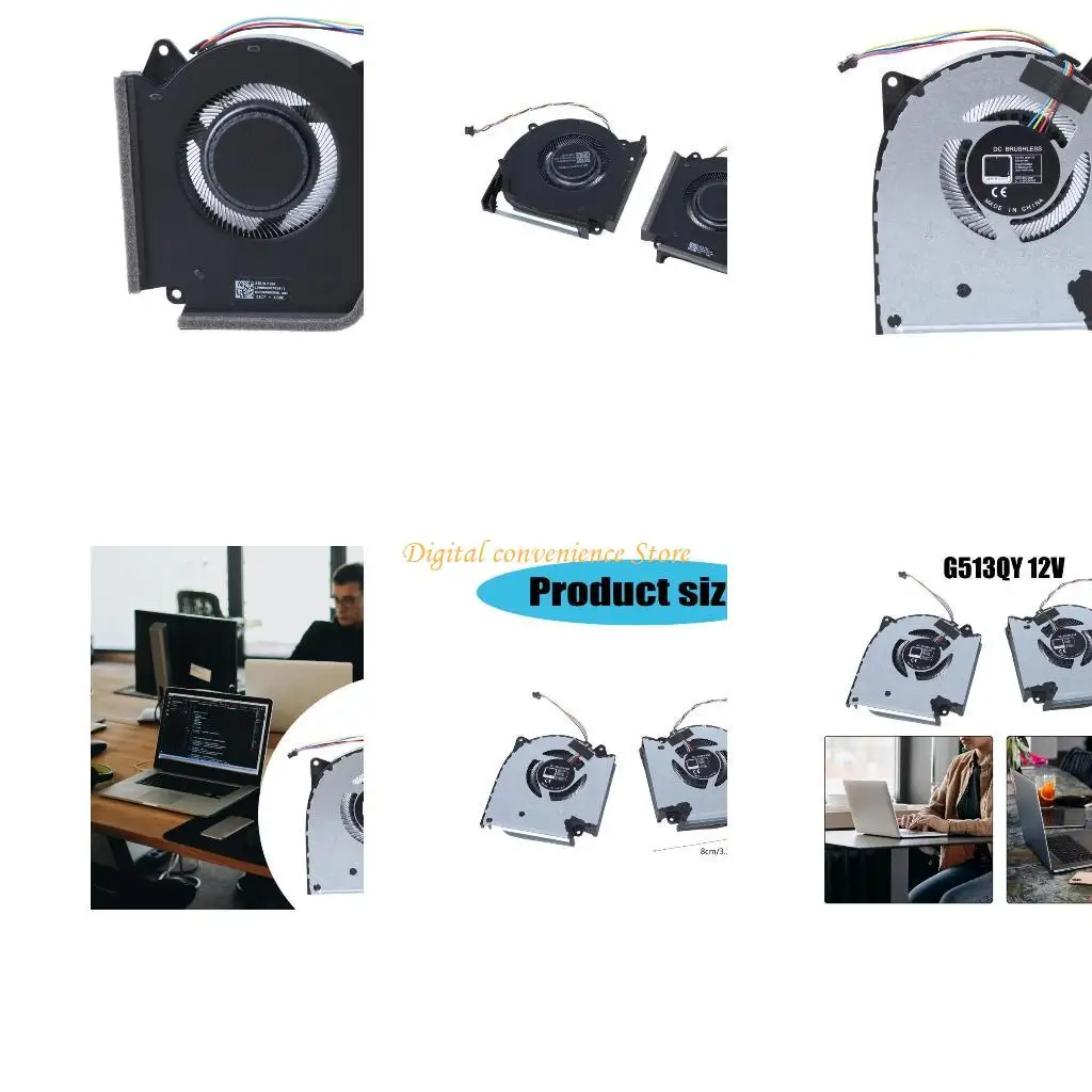 

97QA Сменный вентилятор охлаждения процессора и графического процессора Радиатор охлаждения видеокарты ноутбука Вентилятор