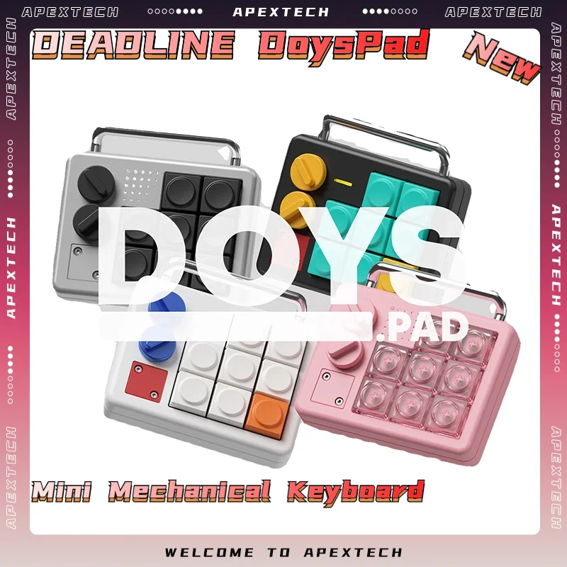DEADLINE DoysPad Teclado Mecânico Personalizado Sem Fio Bluetooth/2.4G Dual-Mode RGB Hot-Swappable com Knob e Macro Pad para Decoração de Mesa