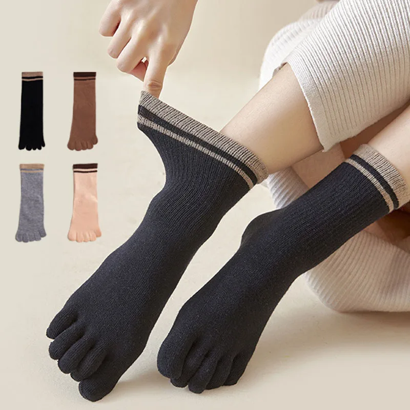 Women's Socks Cotton Comfortable Sweat Deodorant Toe Sock for Women Fashion Young Casual High Quality Girls Sokken Calcetines