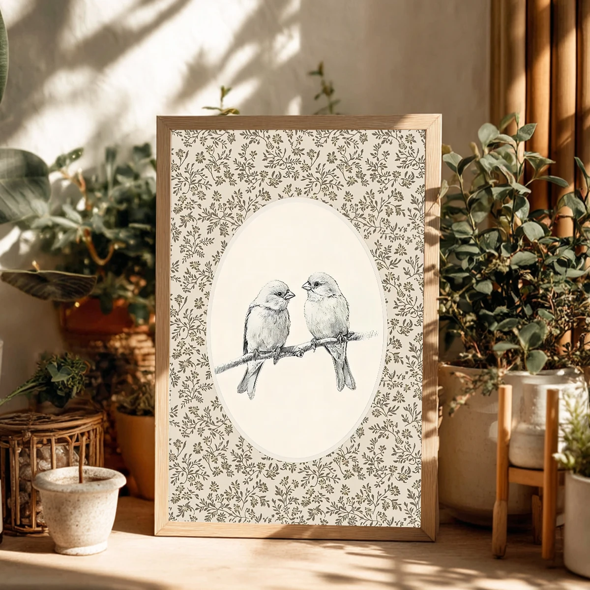 Rustic Canvas Prints Poster Retro Cottage Farmhouse Art Prints Bedroom Wall Art Home Decor Vintage Sparrow Bird Antique Floral