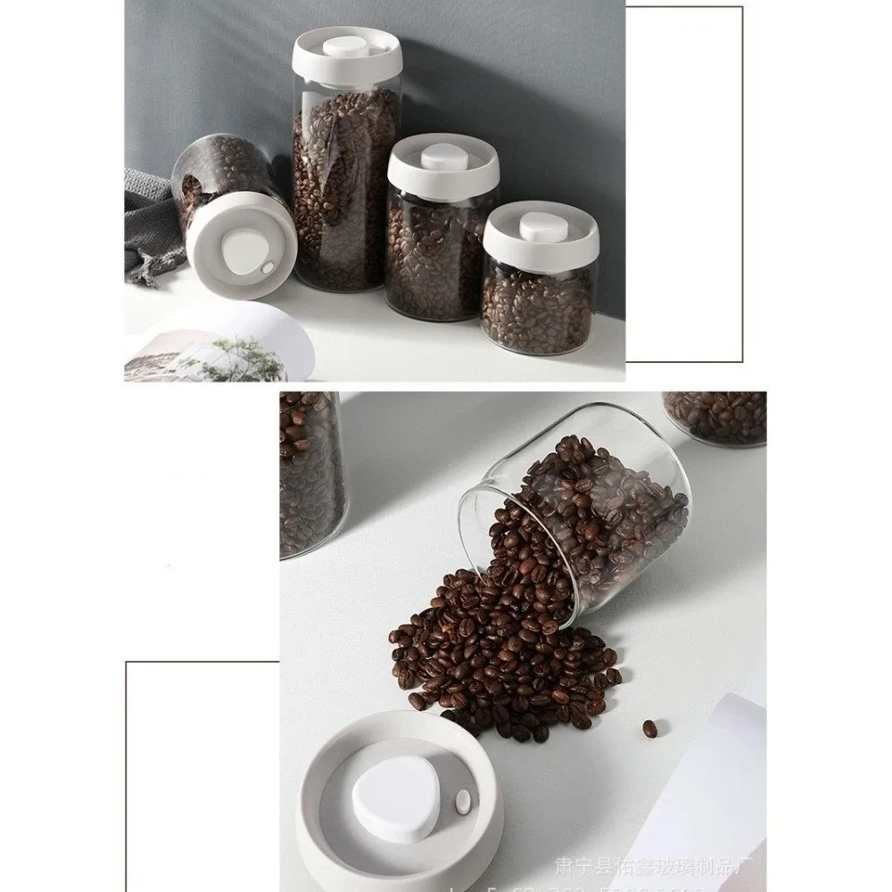 Moisture Proof Vacuum Sealed Jar Manual High Borosilicate Glass Tea Storage Container Press Type Keep Fresh