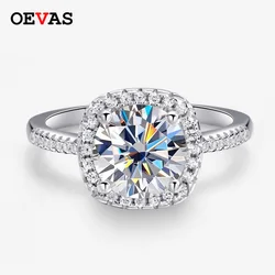 OEVAS Real 0.5-3CT D Color Round Moissanite Women Ring Four Claw Rings 100% 925 Sterling Silver 18K White Gold Fine Jewelry Gift