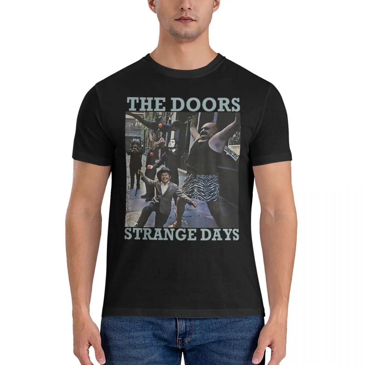 Men Strange Days T Shirts The Doorss Pure Cotton Clothing Amazing Short Sleeve Crewneck Tee Shirt Gift Idea T-Shirts