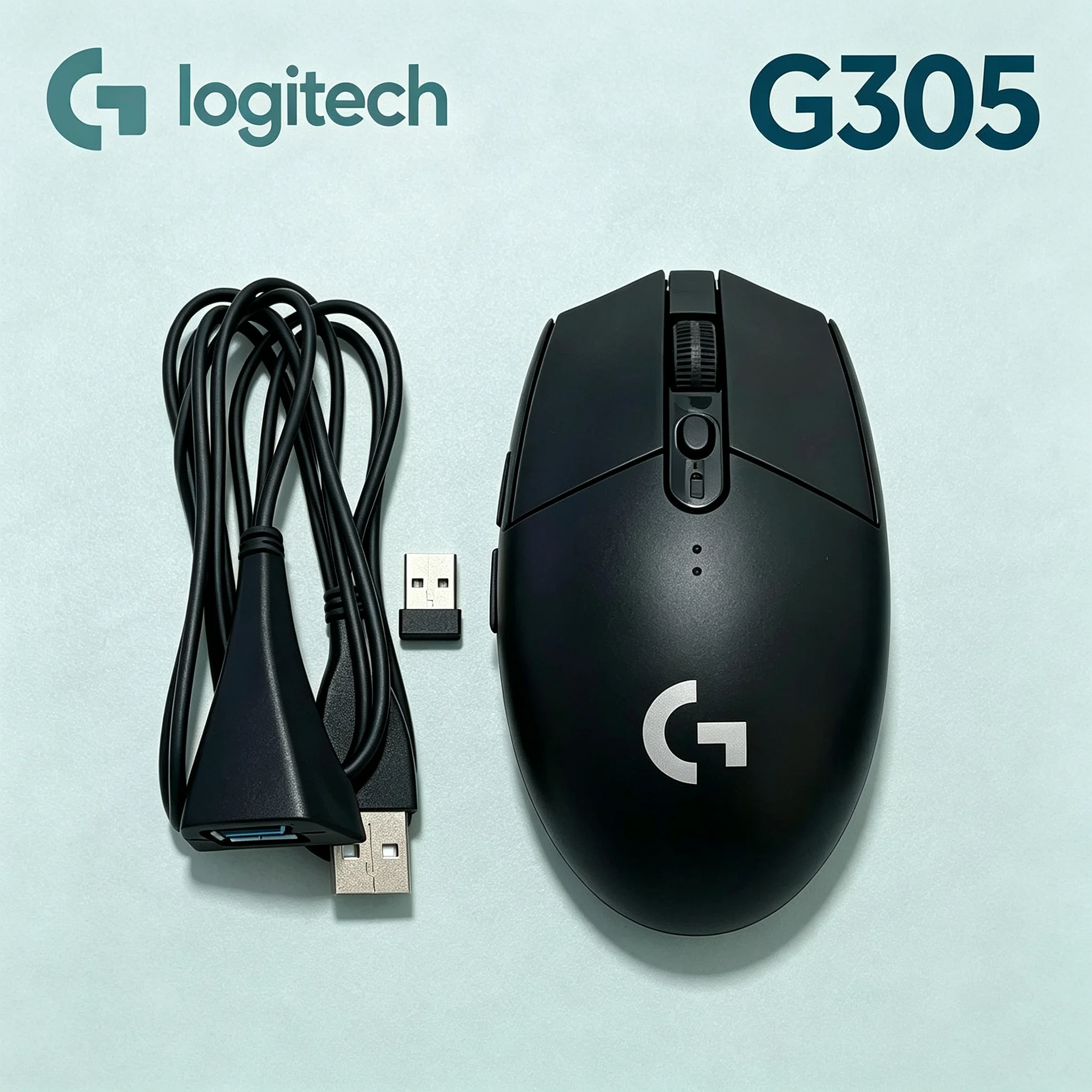 Mouse Sem Fio Logitech G305 2.4G Portátil com Cabo Adaptador de Transferência, Teclas Programáveis, Mouse para Jogos, para Laptop, PC, Escritório e Es