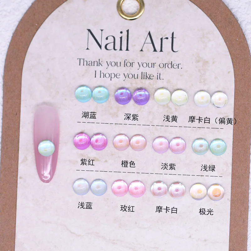 40 pièces 6mm dos plat 3D Nail Art décoration strass accessoires hémisphérique sirène perles charme pour ongles manucure fournitures