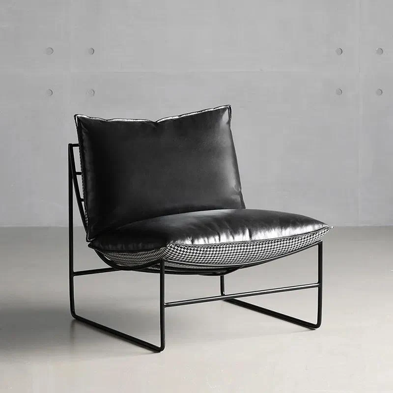 Nordic fabric wrought iron single sofa chair bedroom study lazy technology cloth leisure chair