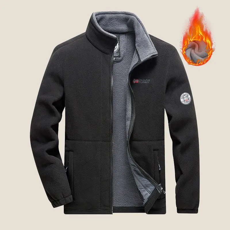 

Double-Sided Fce Jaet Outerwear Thiened Autumn Winter Sle Men's Casual Faion Warm Elastic Hem Busin Casual Zipper