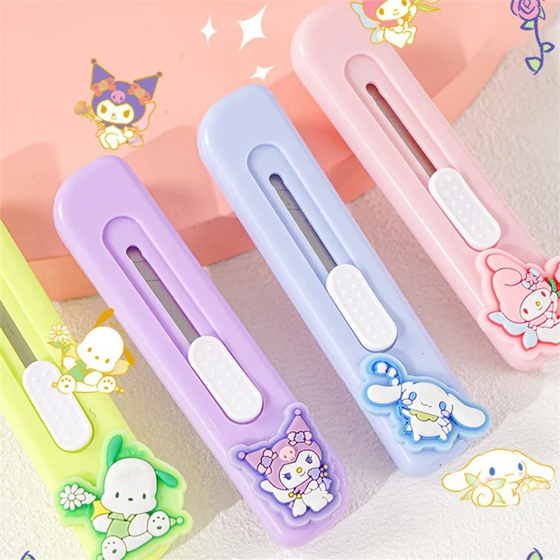 16 sztuk/partia Sanrio Kuromi Melody Cinnamoroll nóż introligatorski śliczny gilotyna do papieru cięcie papieru żyletka biuro szkolne