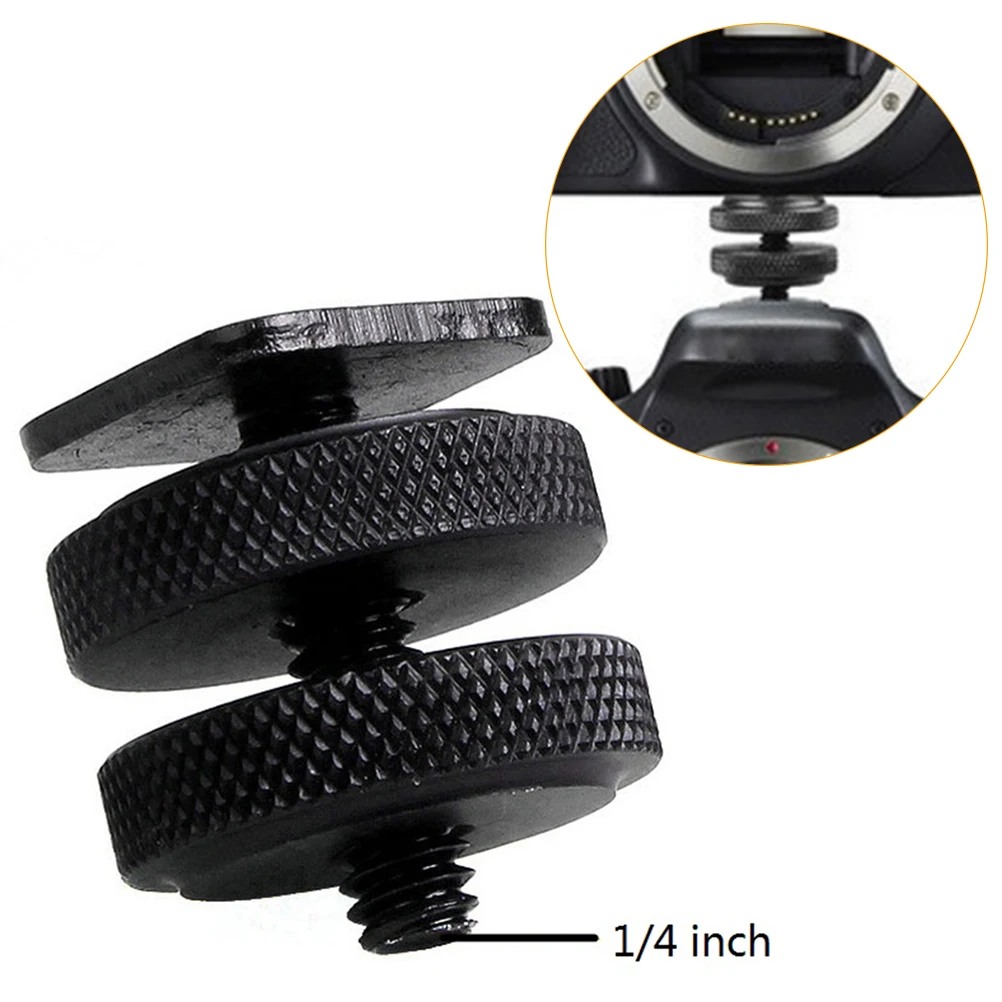 1 Set Metal Pro 1/4 inch Dual Nut Tripod Mount Screw Shoe Adapter for Flash Camera