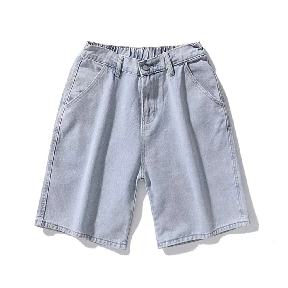 Do Old Wash 화이트 연청 반바지 남성용 청바지, 스트레이트 캐주얼 기본 솔리드 데임 팬츠, 소년 루즈 빈티지 스트리트웨어 반바지 