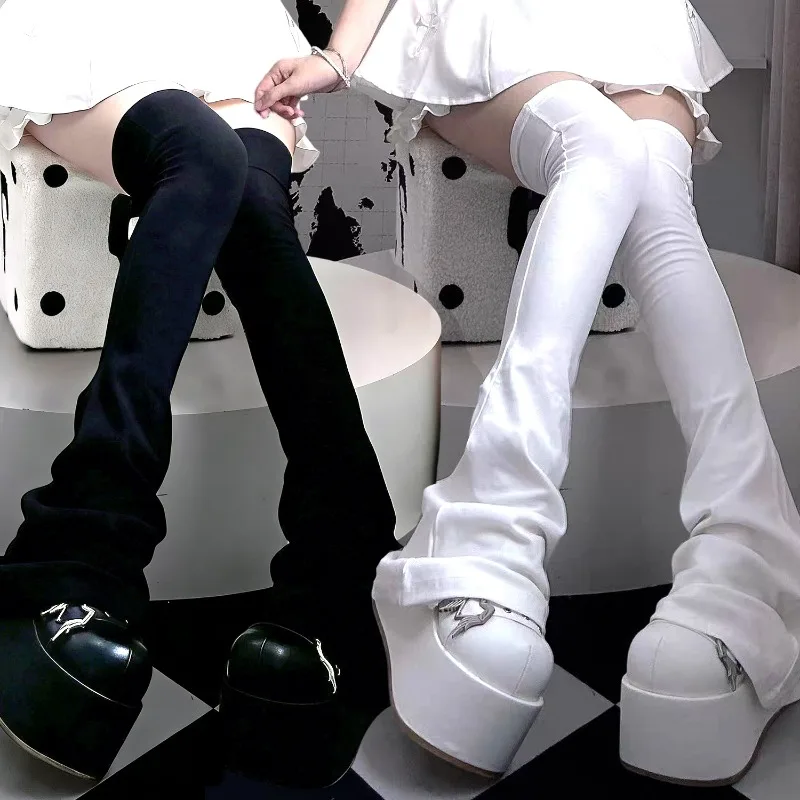 

1/2Pcs Horn High Tube Knee Over Leg Warmers Women Japanese Style Spicy Femboy Over The Knee Horn Shaped Cuffs Stacked Leg Warmer