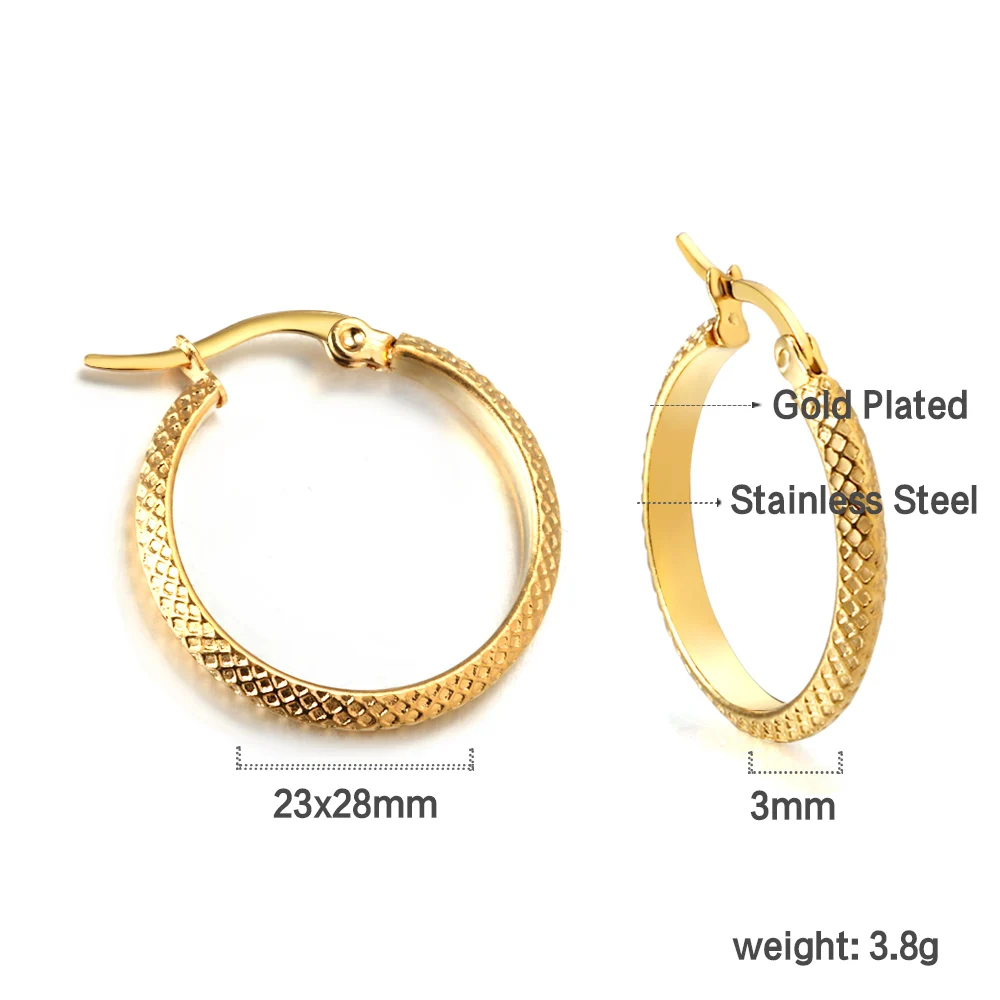 LUXUKISSKIDS Big Silver/Gold Color Round Hoops Chunky Stainless Steel Fashion Hoop Earrings 28MM 18K Plated Ears Circles Clips image 3